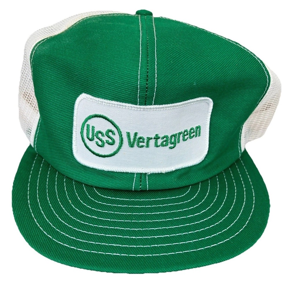 Vintage Louisville MFG Trucker Hat Cap Made USA 80s Farm Seed Patch Vertagreen